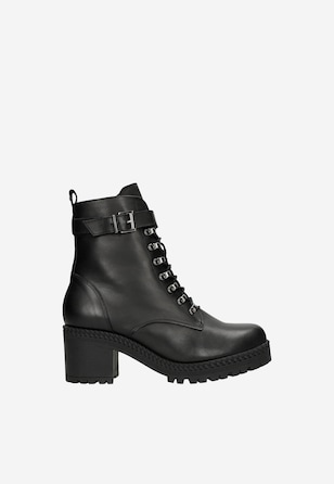 Botine biker negri cu toc dame
