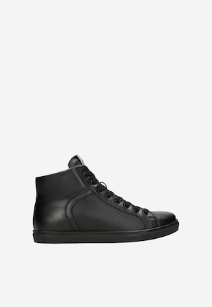 Černé pánské tenisky s ozdobnými reliéfy