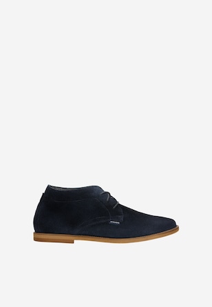 Granatowe skórzane trzewiki damskie