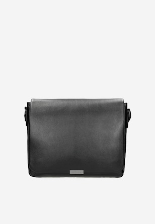 Czarna skórzana torba męska na laptopa 15,6 cali