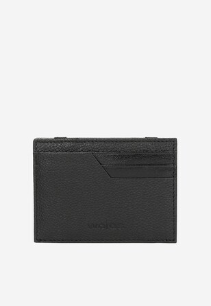 Czarny skórzany portfel męski z gumką 