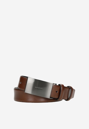 Curea elegantă maro din piele cu cataramă completă