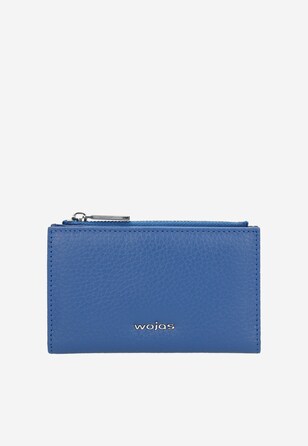 Niebieski skórzany portfel damski