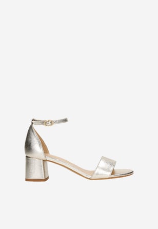 Stříbrné dámské letní sandálky na vysokém podpatku
