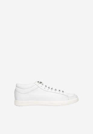 Moderné kožené dámske sneakersy v bielom prevedení 46064-59