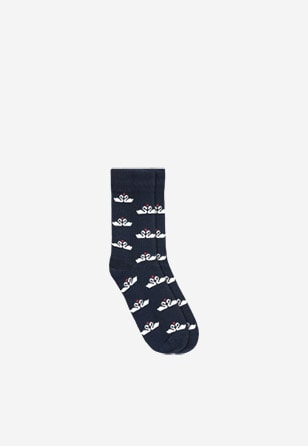 Tmavé bavlněné ponožky s motivem zamilovaných labutí