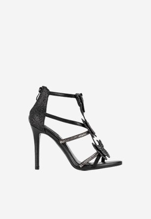 Vysoké čierne sandále dámske na rôzne príležitosti WJS74057-51