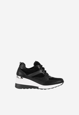 Čiernobiele dámske sneakersy na vysokej platforme WJS64059-71
