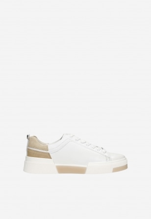 Trendy bílé dámské sneakersy s béžovými detaily 46121-54