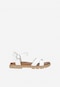 Białe sandały damskie na płaskiej brązowej podeszwie 76036-59