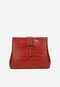 Czerwona torebka damska w formie kuferka z tłoczonej skóry 80120-35
