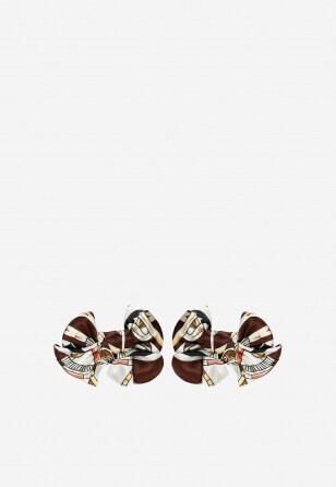 Ozdoby do obuwia w formie kokardek w kolorze białym i brązowym 98522-13