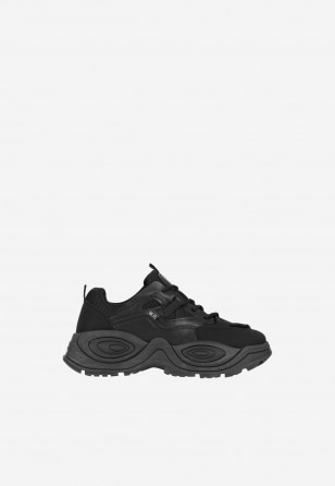 Štýlové čierne dámske sneakersy zo syntetického materiálu WJS64048-51
