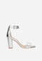 Eleganckie srebrne sandały damskie na słupku 76028-57