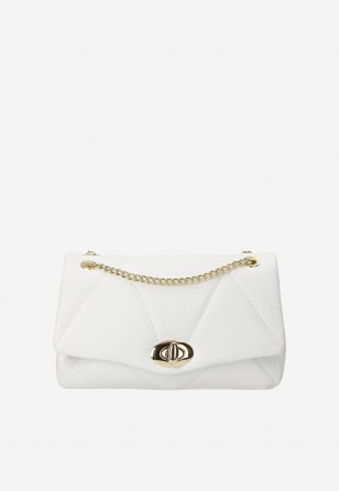 Elegantní kabelka ve sněhobílé barvě se zlatým páskem 80287-50