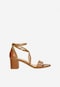 Skórzane sandały damskie na klocku w kolorze jasnego brązu 76058-53