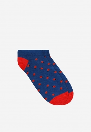 Modré dámske bavlnené ponožky s lienkami 97047-86