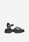 Czarne masywne sandały damskie z szerokimi paskami 76074-51