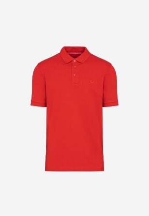 Czerwona koszulka męska polo z haftowanym logo 98019-85