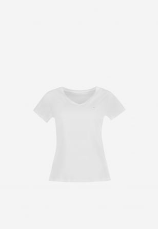 Basic dámské tričko v bílé barvě s krátkým rukávem 98006-89