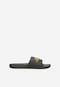 Designové černé dámské pantofle se zlatým nápisem 74029-18