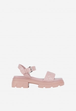 WJS różowe sandały damskie z pikowanymi paskami