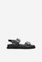 Czarne skórzane sandały damskie ze srebrnymi klamrami 76110-51