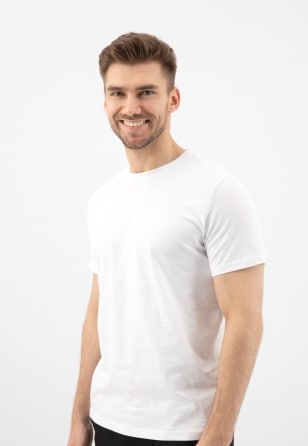 Bílé pánské tričko s krátkým rukávem bez límečku