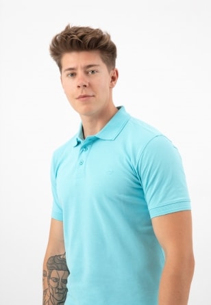 Stylové pánské tričko s límečkem ve výrazně modré barvě 98019-88