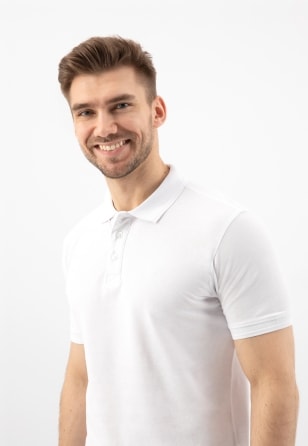Trendy bílé pánské tričko s límečkem z kvalitní bavlny 98019-89
