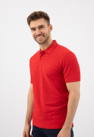 Klasické bavlněné červené pánské tričko s límečkem