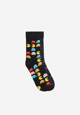 Kvalitní barvené vysoké bavlněné ponožky s Pac-manem