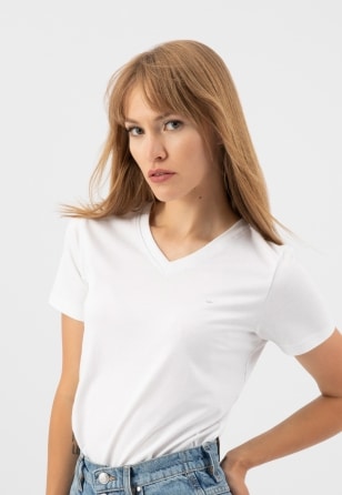 Jednoduché bílé dámské tričko z organické bavlny 98014-89