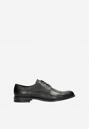 Spoločenské topánky pre mužov z čiernej lícovej kože 10125-51
