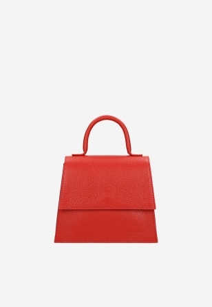 Moderní červená kožená malá kabelka s velkým uchem