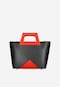 Czarna designerska torebka kuferek z czerwonymi elementami 80322-51