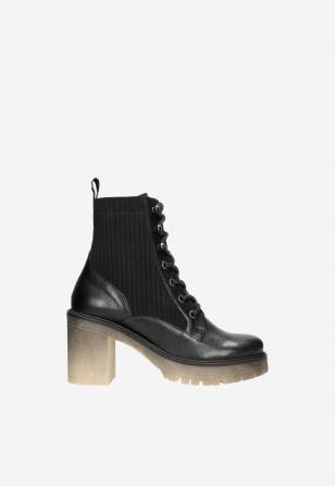 Jesenné čierne dámske členkové topánky na podpätku