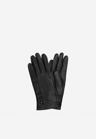 Czarne skórzane rękawiczki damskie  98124-51