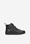 Čierna pánska členková obuv z lícovej kože s bočným zipsom 24083-51