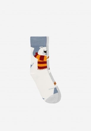 Bavlnené ponožky pánske s bielym medveďom