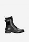 Černé kožené dámské kotníkové boty s přezkou 64042-71