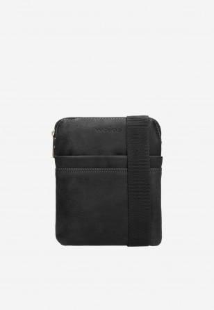 Pánská kožená taška přes rameno v černé barvě