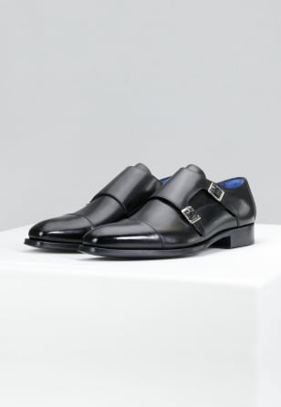 Čierne pánske elegantné topánky z lícovej kože 10059-51