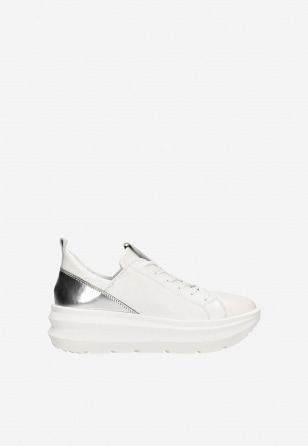 Białe sneakersy damskie ze srebrnymi wstawkami 46228-59