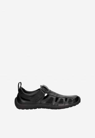 Čierne kožené pánske sandále s originálnym dizajnom 2156-59