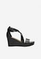 Čierne dámske sandále na klinovom podpätku 76157-51