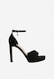 Čierne dámske sandále na podpätku z velúrovej kože 76152-61