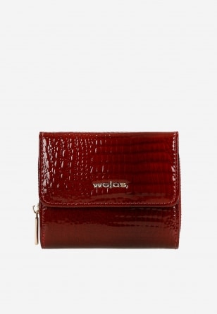 Czerwony lakierowany portfel damski z tłoczeniem 91021-35