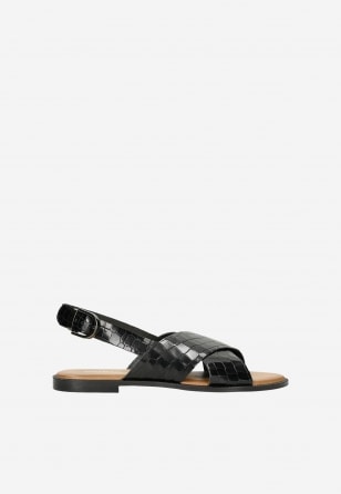 Pohodlné čierne dámske sandále na leto so zvieracím motívom