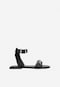 Czarne skórzane sandały damskie z ozdobą na pasku 76132-51